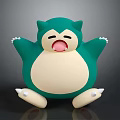 Cute Game Character Snorlax 3D Model With Green Body White Belly And Open Mouth
