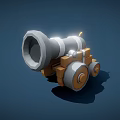 Vintage Cannon 3D Model With Barrel Wheels And Dark Blue Background