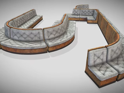 Modern Sectional Multi Person Sofa With Curved Design And Comfortable Fabric Upholstery 3d model