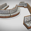 Modern Sectional Multi Person Sofa With Curved Design And Comfortable Fabric Upholstery