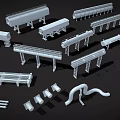 Various Industrial Pipe Components Including Bends Supports And