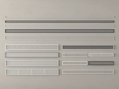 Different Styles of Air Conditioner Vents Featuring Various Grille Designs and Shapes 3d model