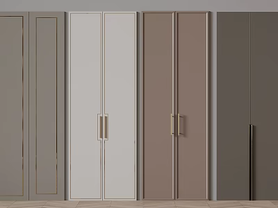 Modern Interior Hinged Doors In Multiple Colors With Metal Handles Design 3d model