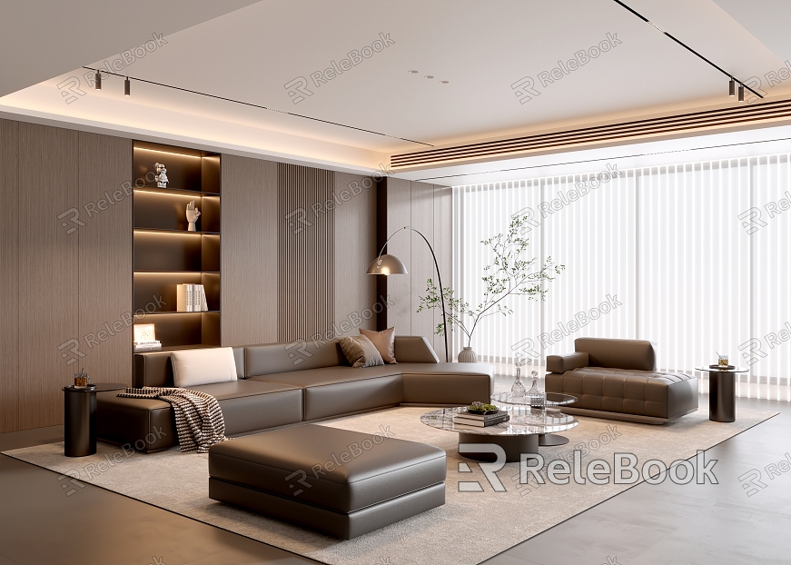 Italian Living Room Light Luxury Sofa Coffee Table Combination model