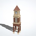 Red Brick Clock Tower Featuring Two Faced Clocks And Column Base Design