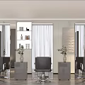 Modern Beauty Salon Interior Design With Round Mirrors Black Salon Chairs And Lighting