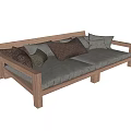 Modern Two-Seater Sofa with Wooden Frame Light Gray Cushions and Mixed Color Pillows