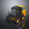 Yellow Black Industrial Skid Steer Loader With Front Forks And Large Tires