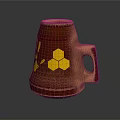 Brown Ceramic Mug With Yellow Bee And Honeycomb Patterns For Home Kitchen Use