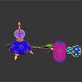 Decorative Weapon Components Featuring Blue Orange Spherical Parts With Spiked Tops And Metal Rod