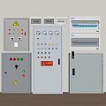 Industrial Electrical Control Panels With Buttons Meters Indicator Lights And Warning Signs