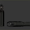 Black Modern Pistol With Metal Components And Plastic Grip Displayed On Dark Background