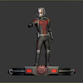 Ant Man Character And Ant Creature Standing On Red Silver Circular Platform 3d model