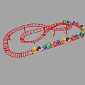Colorful Kids Amusement Ride With Red Curved Track And Small Cars