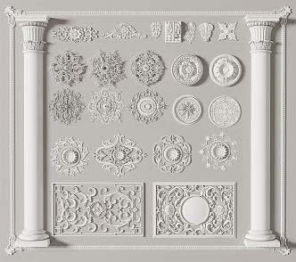 European-style carved lamp panel column 3d model