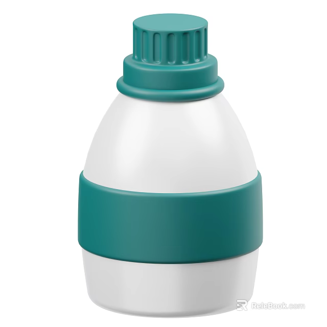 Modern White and Green Bottle with Striped Lid and Silicone Band for Daily Use 3d model 