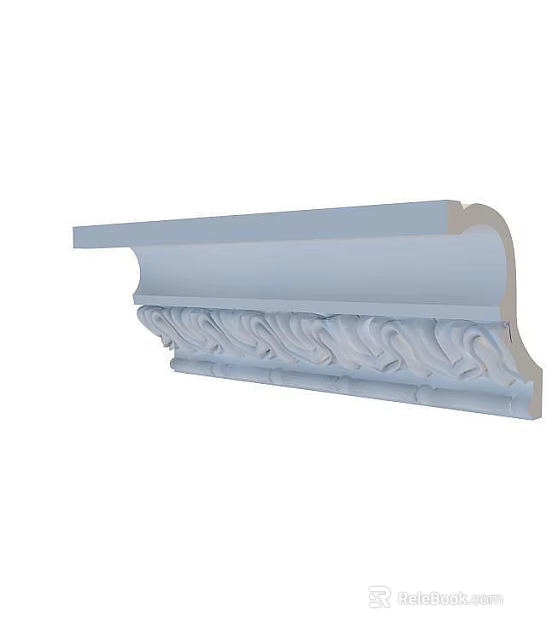 Tech Exhibition Hall Interior With White Carved Wave Pattern Decorative Cornice 3d model