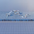 Decorative Water Fountain With Circular Rings Flowing Water And Square Base