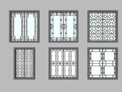 Architectural Casement Windows With Various Traditional And Modern Lattice Designs 3d model
