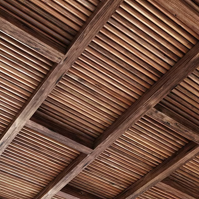 Wooden Ceiling With Beam And Slat Structure 3d model