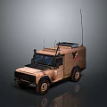 Tan Colored Military Off Road Vehicle With Roof Antennas And Sturdy Design