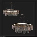Elegant Modern Chandeliers With Transparent Glass Pendants And Metal Circular Frames