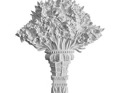 European-style carved flower wall decoration 3d model