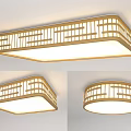 Bright Golden Frame Ceiling Lights With Lattice Pattern Rectangular And Round Designs For Home Decor 3d model