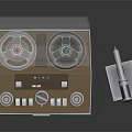 Vintage Audio Speaker System With Transparent Cover Silver Box Tape Reels And Small Microphone