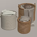 Stylish Bathroom Accessories Woven Baskets in Neutral Tones with Soft Towels for Organizing Bathroom Essentials