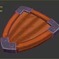 Orange Decorative Shield With Blue Metallic Edges Rivets And Intricate Surface Texture Design 3d model