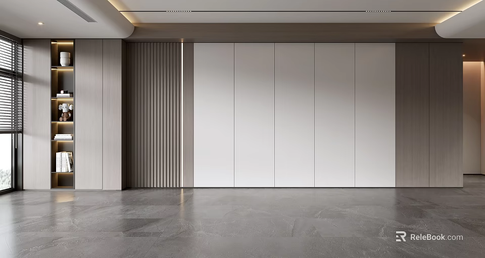 Modern Minimalist Sofa Background Wall Design With Light Wood Panels And Clean Lines 3d model 