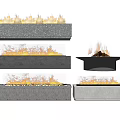 Modern Fireplace Designs With Burning Flames In Various Concrete Styles 3d model