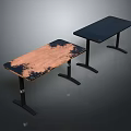 Modern Tables with Brown Black Spotted Tabletop and Solid Black Surface on Black Legs 3d model