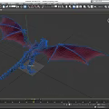 Mythical Reptile With Red Wings And Scaly Body Flying In Gray Background