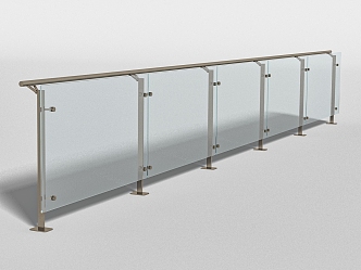 Stainless steel glass guardrail 3d model