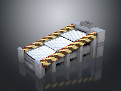 Gray Concrete Industrial Structure With Yellow Black Stripes And White Panels 3d model