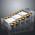 Gray Concrete Industrial Structure With Yellow Black Stripes And White Panels