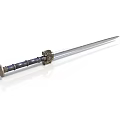 Traditional Decorative Sword With Metal Blade And Blue Gold Ornamental Hilt As Historical Weapon