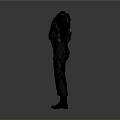 Black Tactical Jumpsuit With Yellow Stripe Long Sleeves And Multiple Pockets