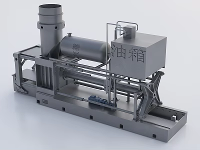 Industrial Machinery Equipment With Oil Tank Metal Structure And Pipeline System 3d model