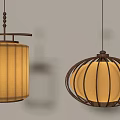Various Shaped Modern Pendant Lights With Metal Frames And Warm Fabric Shades