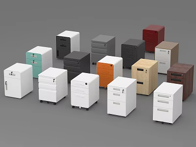 Stylish Bookcases in Various Colors and Different Styles with Multiple Storage Drawers 3d model