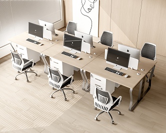 Modern Office Desk and Chair Office Desk and Chair Combination Desk Computer 3d model