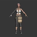 Game Movie Character 3D Model With Red Short Hair White Top Brown Pants And Boots