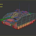 Detailed Military Armored Tank With Cannon Turret Tracks And Antenna