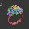 Elegant Ring Design Featuring Pink Center Gemstone With Blue Surrounding Stones In Silver Setting