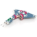 Blue White Red Aerospace Spaceship Model With Green Cockpit Engines And Wings
