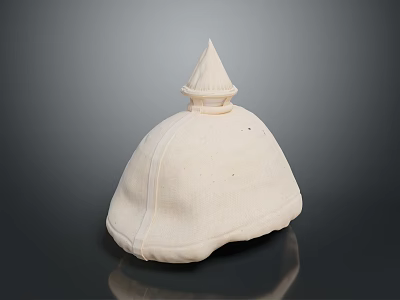 Stylish White Fabric Hat With Round Top And Pointed Peak Design 3d model