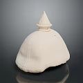 Stylish White Fabric Hat With Round Top And Pointed Peak Design